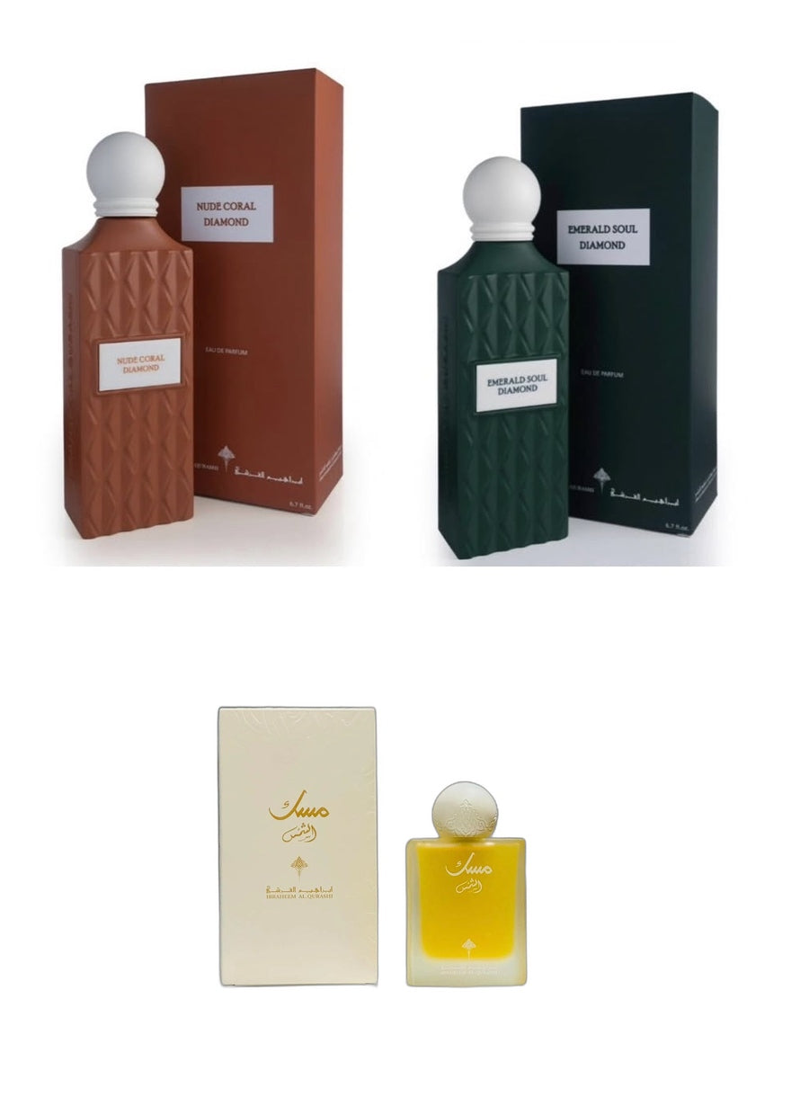 Nude coral + Emerald soul + Musk Al Shams
