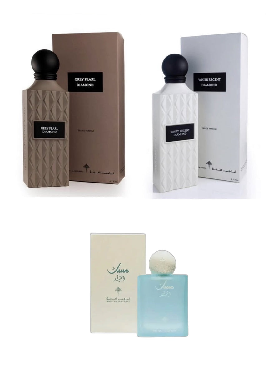 Grey pearl + White regent + Musk Al Qamar